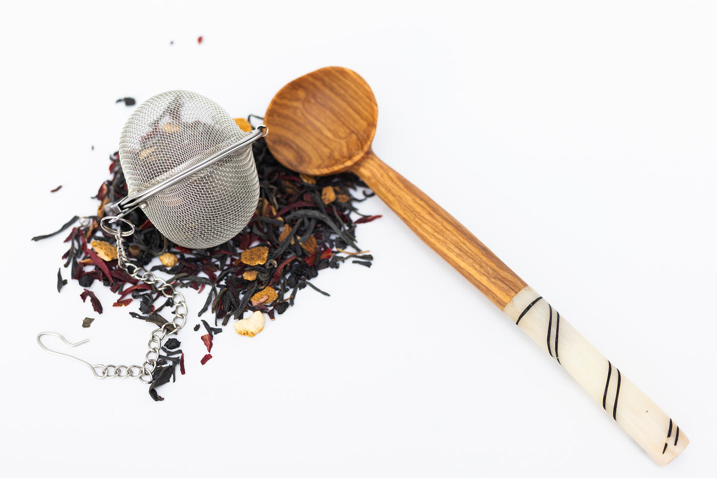 Handmade Striped Bone Handle Wooden Spoon (Qty 1)