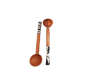 Open image in slideshow, Handmade Wooden Spoon with Bone Handle (1 each)
